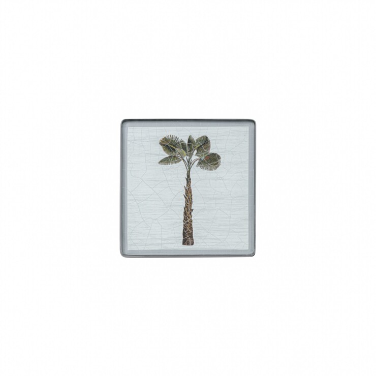 Square coaster, Palm Tree on silver leaf    £23