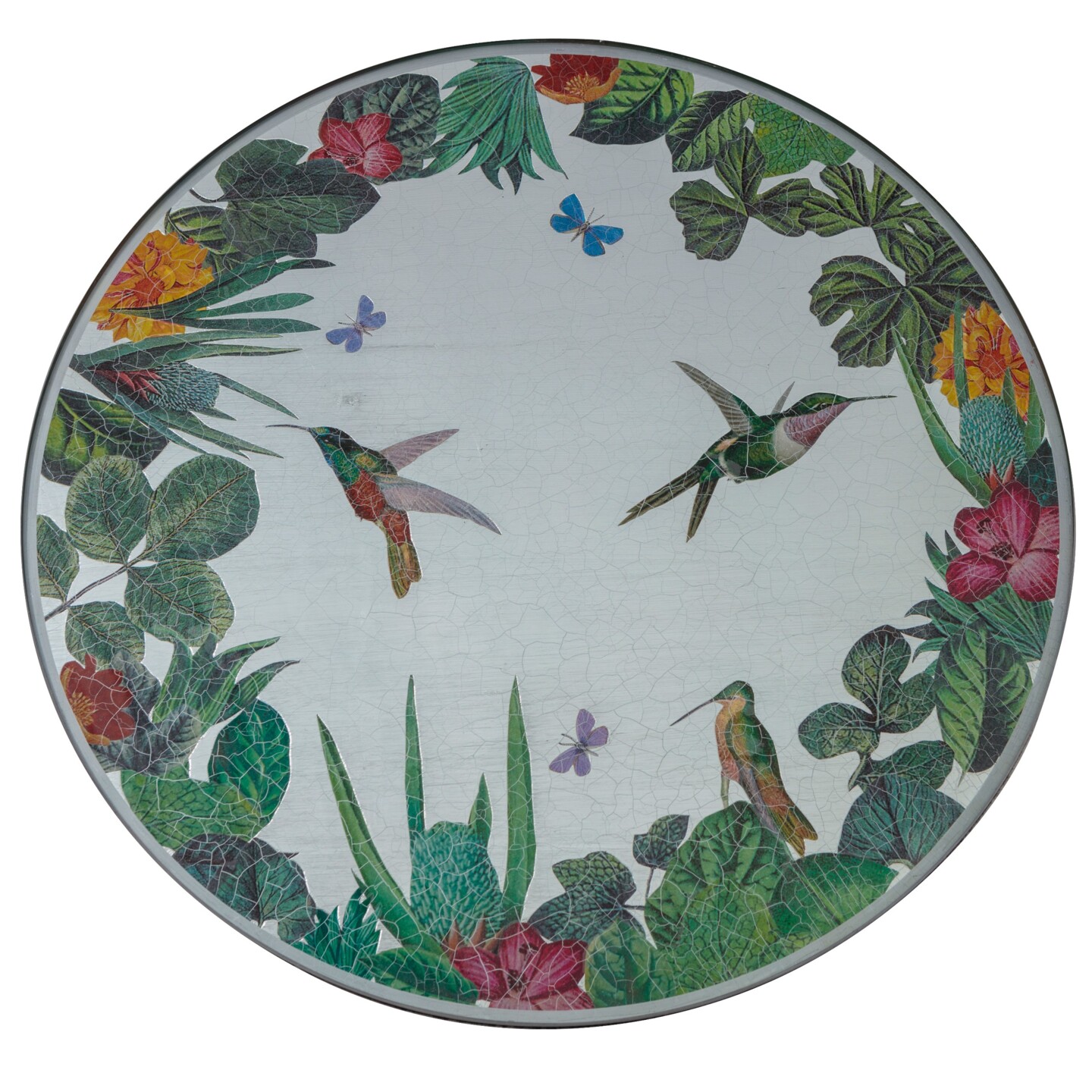 Centre Piece, Jungle with Hummingbirds on silver leaf    £72