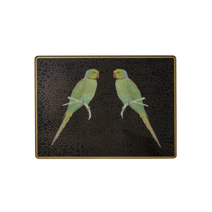 Large Rectangular Tablemat, Parrots on black    £41