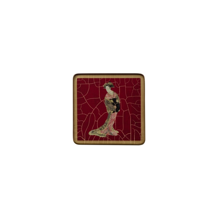 Square coaster, Japanese Lady on black    £23