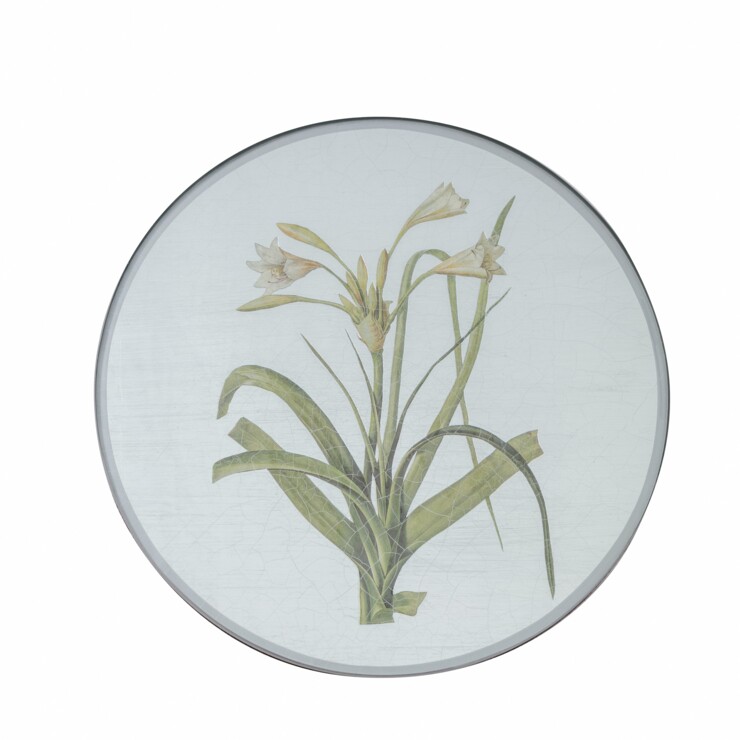 Round Tablemat, Lily on silver leaf    £45