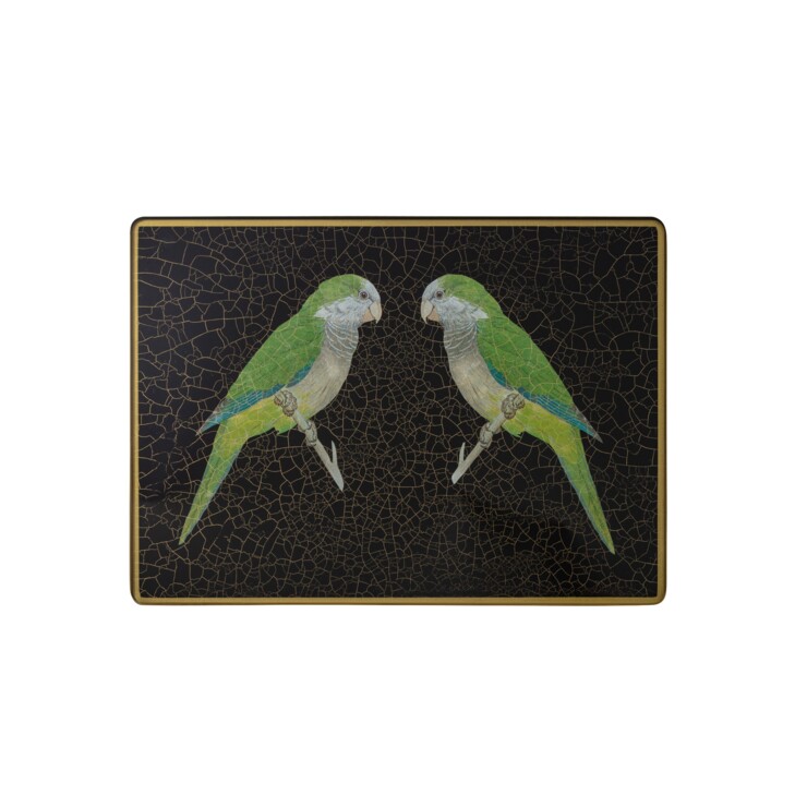 Large Rectangular Tablemat, Parrots on black    £41
