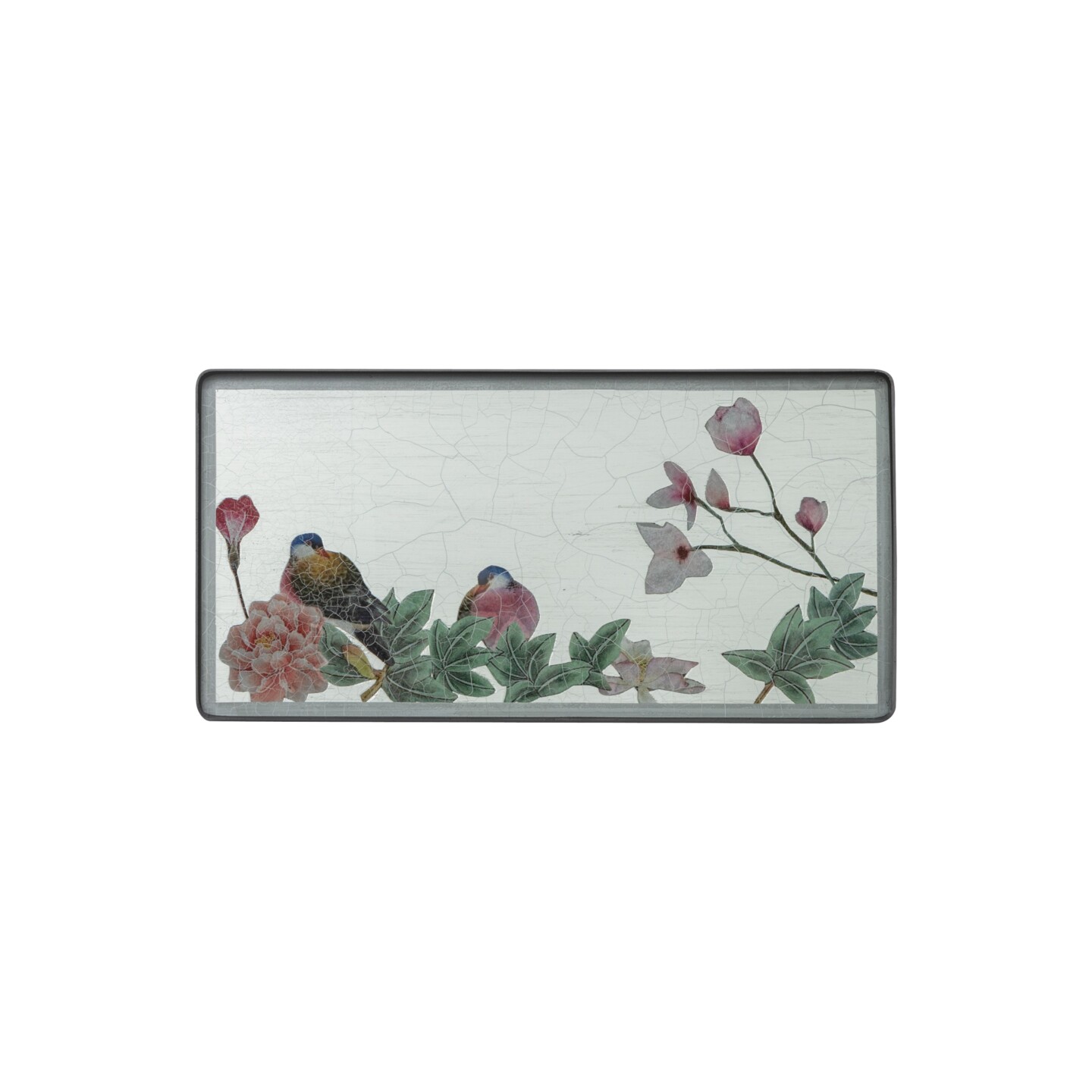 Rectangular Coaster, Blossom on silver leaf