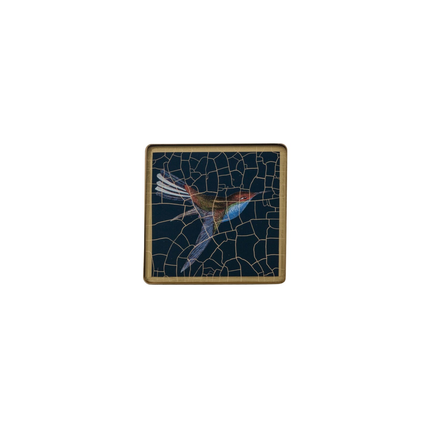 Square coaster, Hummingbird on azure blue    £23