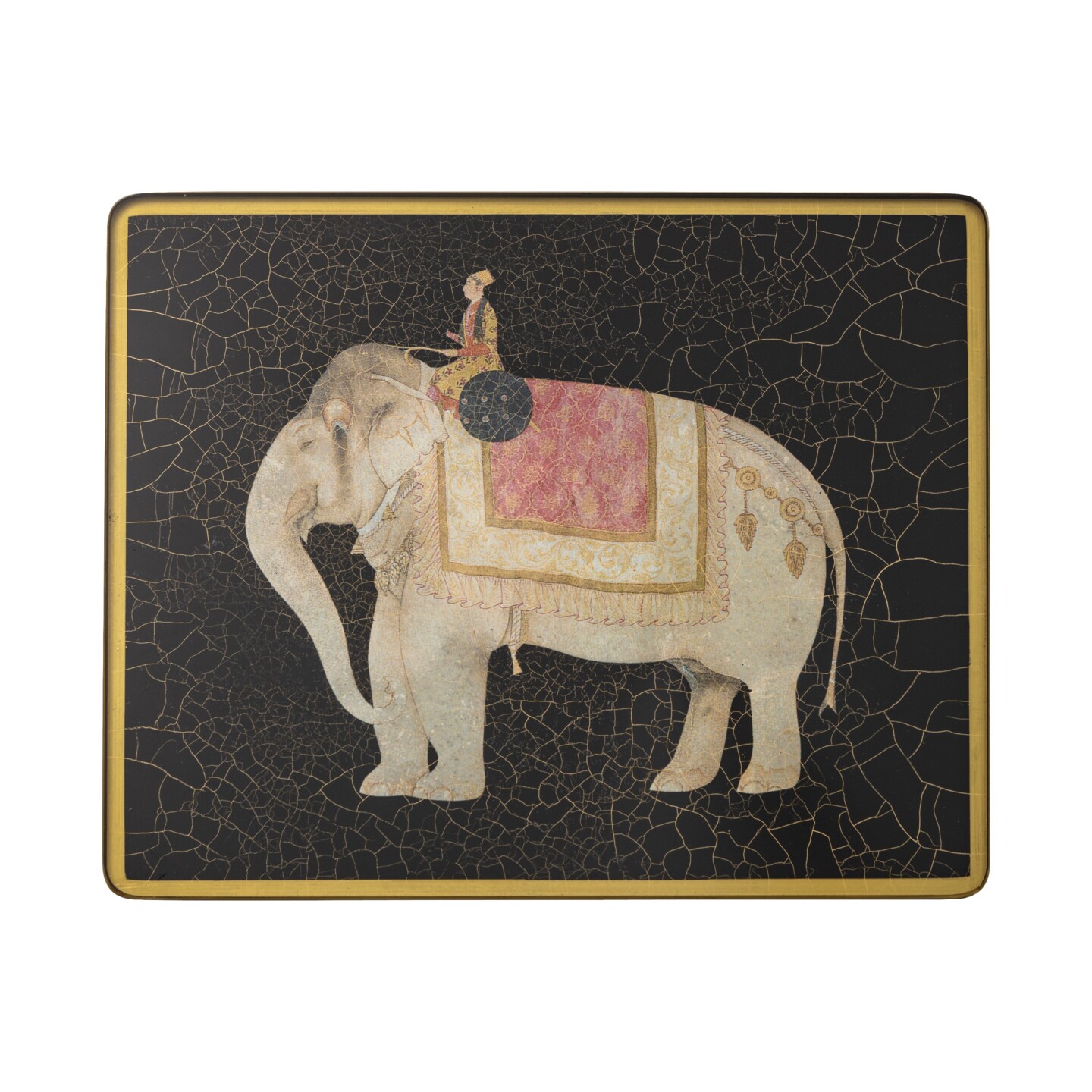 Small Rectangular Tablemat, Indian Elephant on black   £37