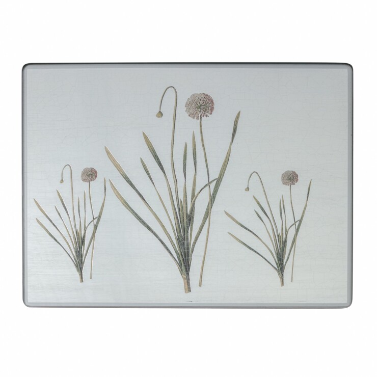 Large Rectangular Tablemats, Allium on silver leaf   £45