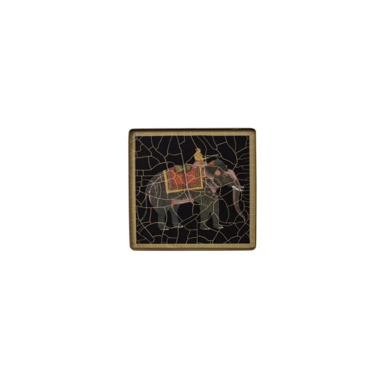 Square coaster, Indian Elephant on black    £23