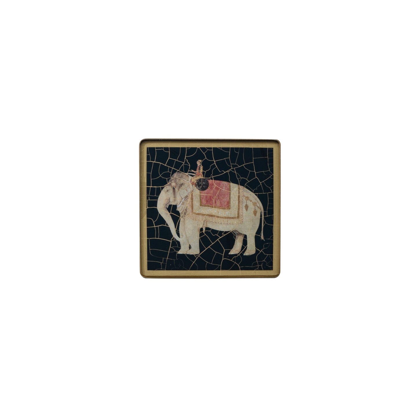 Square Coasters Indian Elephants Black