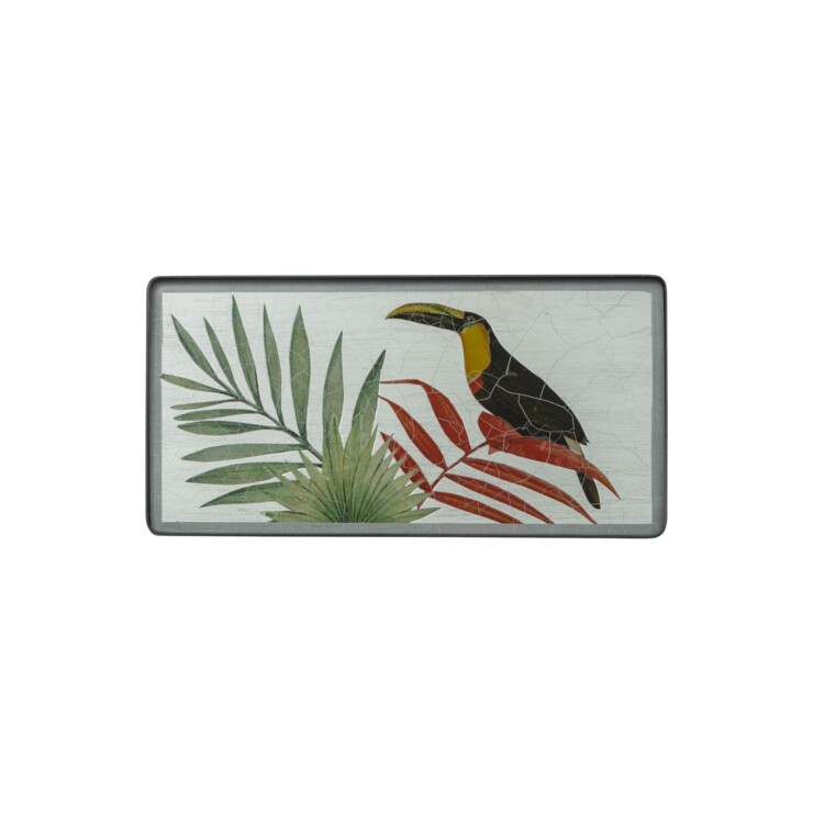 Rectangular Coaster, Jungle with Toucan on silver leaf