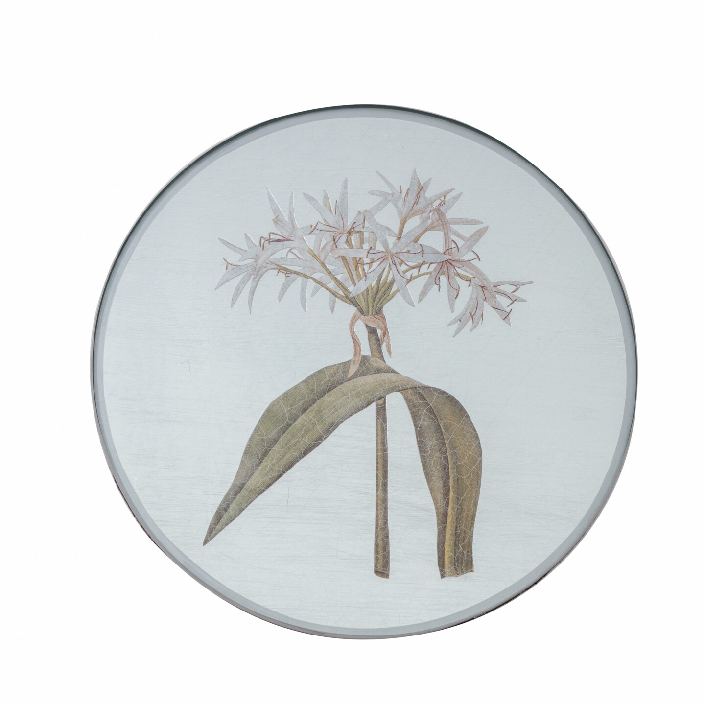 Round Tablemat, Lily on silver leaf    £45