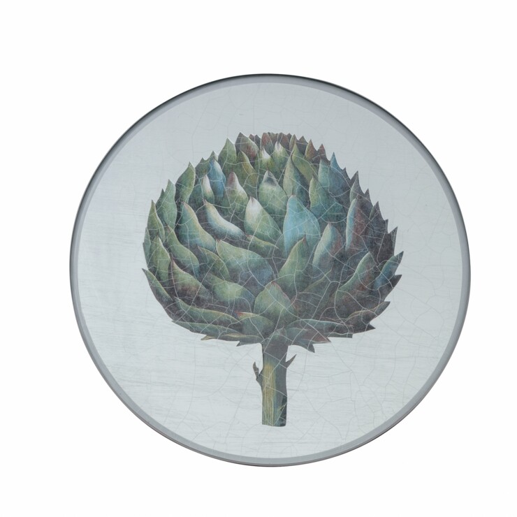 Round Tablemats, Artichoke on silver leaf    £45