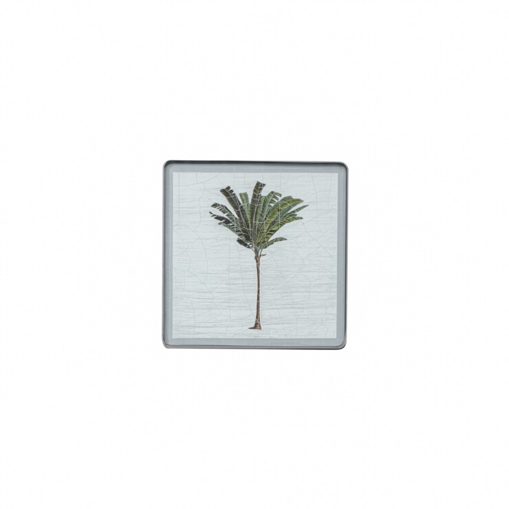 Square coaster, Palm Tree on silver leaf    £23