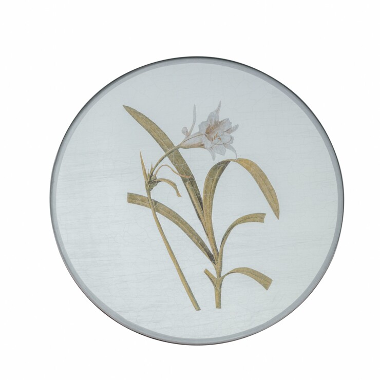 Round Tablemat, Lily on silver leaf    £45