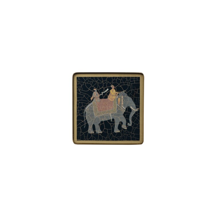Square coaster, Indian Elephant on black     £23
