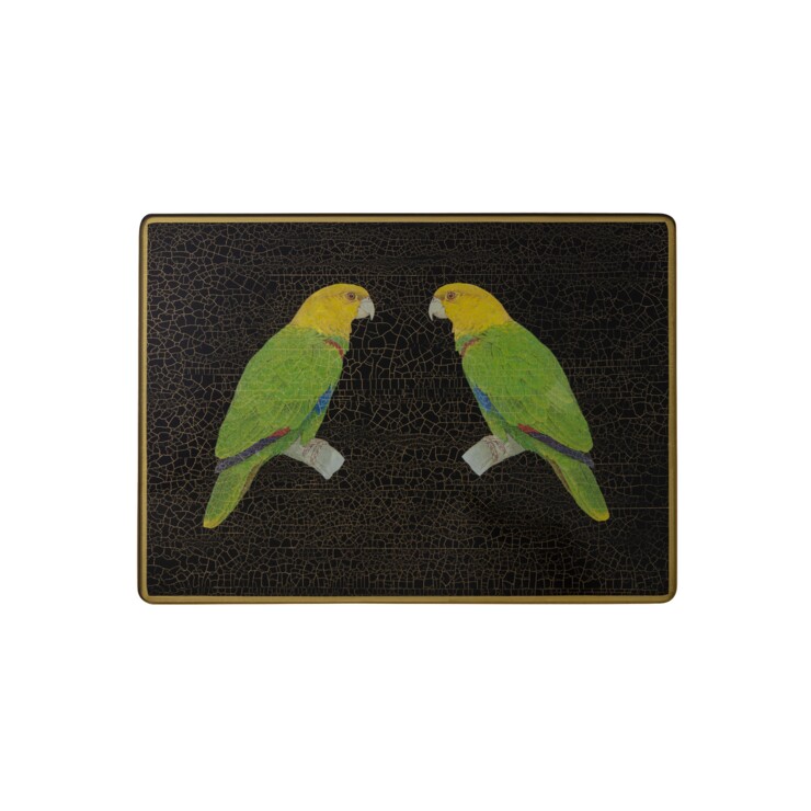 Large Rectangular Tablemat, Parrots on black    £41