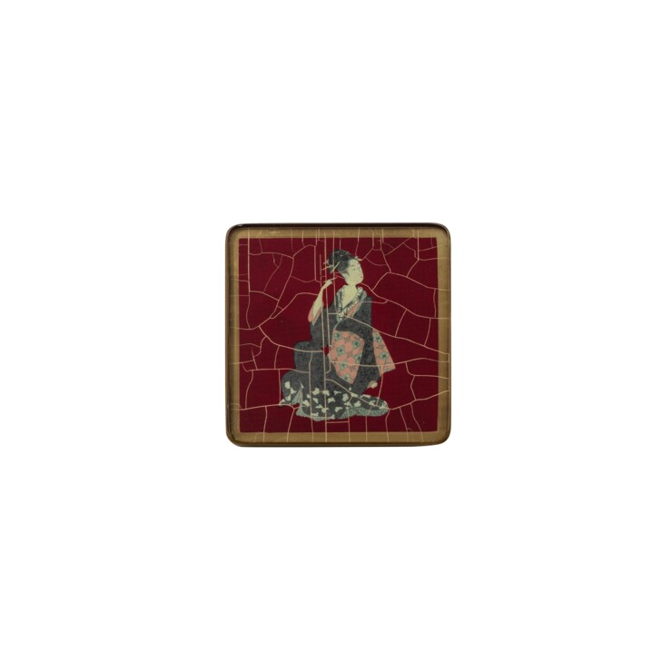 Square coaster, Japanese Lady on black   £23