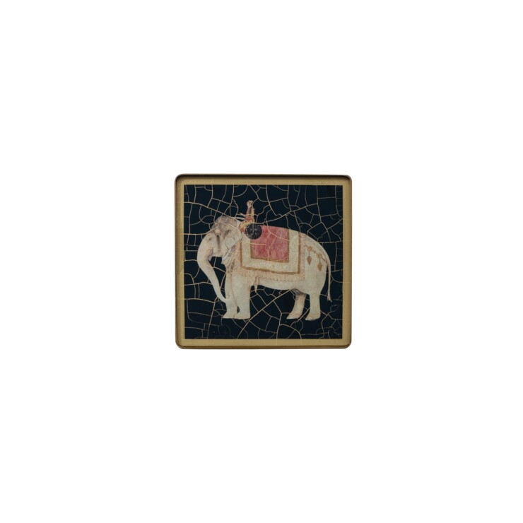 Square coaster, Indian Elephant on black    £23